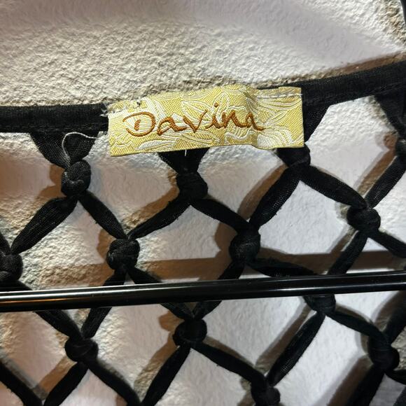 Davina Women’s Bling Cross Shirt Black Rhinestone Lattice Cutout Top NO SIZE TAG - Picture 2 of 6